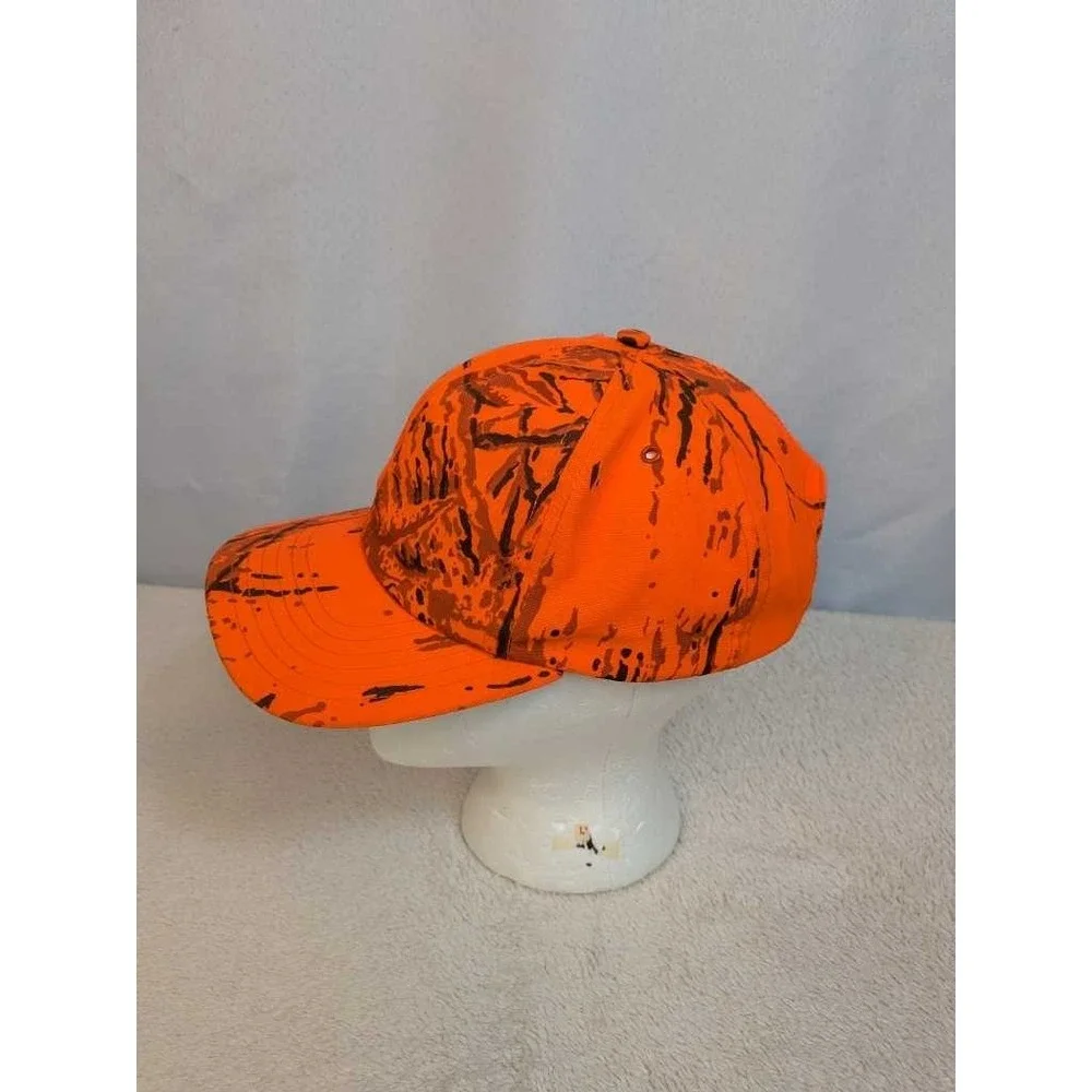Orange Camo Hunting Baseball Cap One Size Fits All Made in USA‎